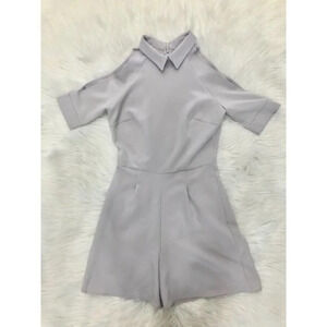Alter. Collared Short Sleeve Romper Gray 6 Tall